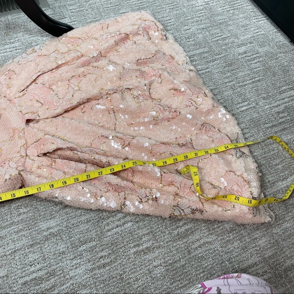 Anthropologie Eva Franco  Blush Gold Sequin Lace Fit and Flare Dress 8 - Picture 13 of 14